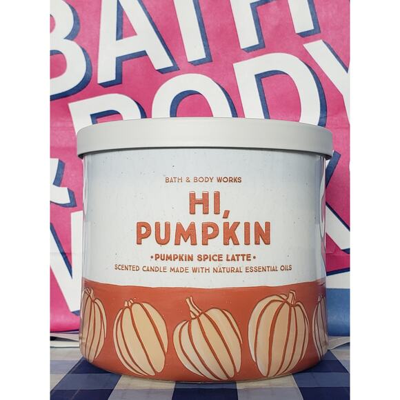 BBW Hi Pumpkin - Pumpkin Spice Latte Large 3 Wick Candle Home Fragrance Decor - Picture 1 of 2